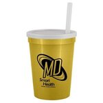 12 Oz Stadium Cup With Lid & Straw -  