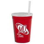 12 oz Stadium Cup with Lid & Straw -  