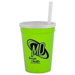 12 oz Stadium Cup with Lid & Straw -  