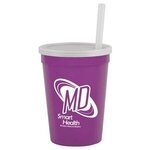 12 Oz Stadium Cup With Lid & Straw -  
