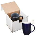 12 oz. Dapper Ceramic Mug with Spoon in Individual Mailer - Cobalt Blue