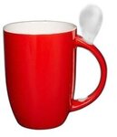 12 oz. Dapper Ceramic Mug with Spoon in Individual Mailer - Red