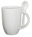 12 oz. Dapper Ceramic Mug with Spoon in Individual Mailer - White