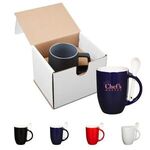 12 oz. Dapper Ceramic Mug with Spoon in Individual Mailer - White