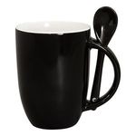 12 oz. Dapper Ceramic Mug With Spoon - White/Black