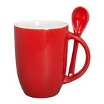 12 oz. Dapper Ceramic Mug With Spoon - White/Red
