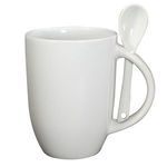 12 oz. Dapper Ceramic Mug With Spoon - White/White