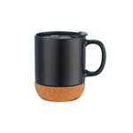 12 Oz. Mug with Cork Base and Lid - Screen Print - Black