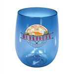 12 oz. Plastic Stemless Wine Glass, Full Color Digital - Blue