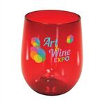 12 oz. Plastic Stemless Wine Glass, Full Color Digital - Red