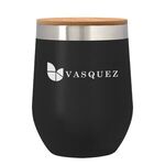 12 Oz. Vinay Stemless Wine Glass With Bamboo Lid - Black