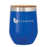 12 Oz. Vinay Stemless Wine Glass With Bamboo Lid - Blue