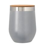 12 Oz. Vinay Stemless Wine Glass With Bamboo Lid - Gray