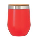 12 Oz. Vinay Stemless Wine Glass With Bamboo Lid - Red