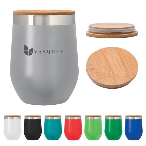 Main Product Image for 12 Oz Vinay Stemless Wine Glass With Bamboo Lid