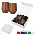 12 Oz. Woodgrain Alexander Stemless Wine Cup Gift Set - White