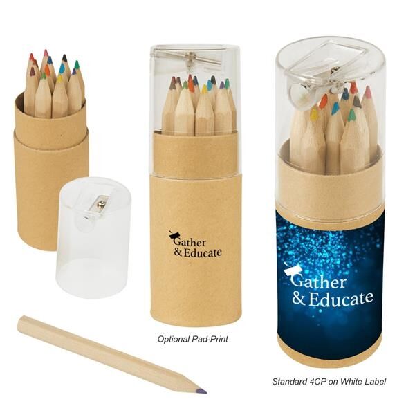 Main Product Image for Custom Printed 12-Piece Colored Pencil Set In Tube With Sharpene