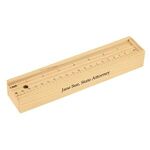 12- Piece Colored Pencil Set In Wooden Ruler Box - Natural