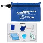12 Piece Safety Kit in Zipper Pouch with Carabiner Attachmen - Blue