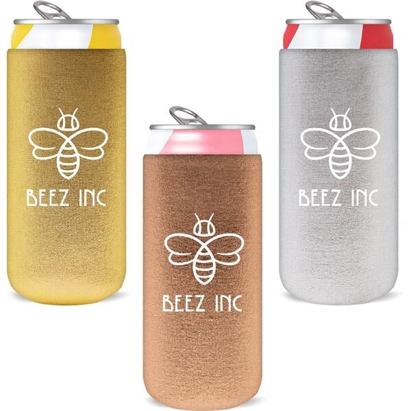 Main Product Image for Custom Printed Slim Metallic Neoprene Collapsible Coolie 12 oz