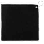 12x12 Recycled Golf Towel with Carabiner - Black
