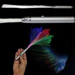 14" Fiber Optic Light Up Glow LED Wand with Silver Handle - Silver
