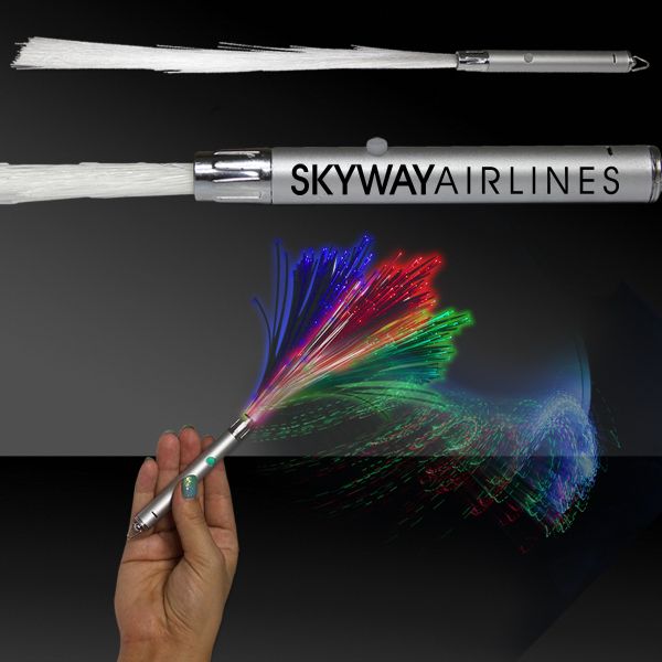 Main Product Image for 14" Fiber Optic Light Up Glow LED Wand with Silver Handle