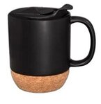 14 oz. Ceramic Mug with Cork Base in Individual Mailer - Black