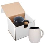 14 oz. Morning Show Barrel Mug in Individual Mailer - White-black