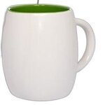 14 oz. Morning Show Barrel Mug in Individual Mailer - White-green-lime