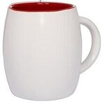 14 oz. Morning Show Barrel Mug in Individual Mailer - White-red