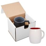 14 oz. Morning Show Barrel Mug in Individual Mailer - White-red
