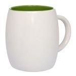 14 oz. Morning Show Barrel Mug - White-lime Green