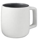 15 oz. Geo Square Handle Ceramic Mug in Individual Mailer - White
