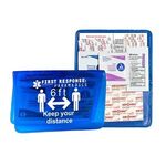 15 Piece Economy First Aid Kit in Colorful Vinyl Pouch - Trans Blue