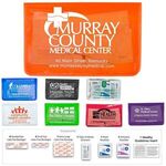 15 Piece Economy First Aid Kit in Colorful Vinyl Pouch - Trans Orange