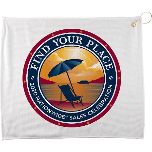 Main Product Image for Custom Full Color Polyester Blend White Towel 15" x 18" 