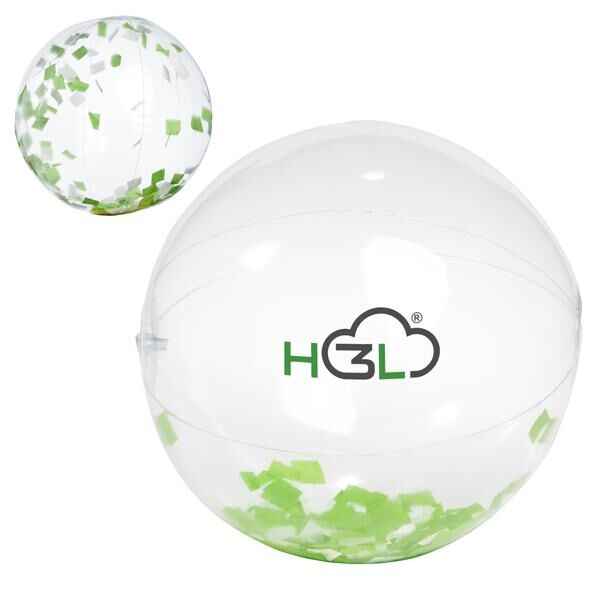 Main Product Image for 16" Green And White Confetti Filled Clear Beach Ball