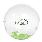 16" Green And White Confetti Filled Clear Beach Ball