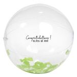 16" Green And White Confetti Filled Clear Beach Ball