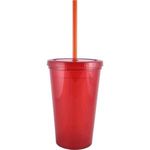 16 oz. "Bolero" Polypropylene Double Wall Plastic Tumbler - Translucent Red