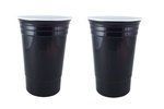 16 oz. Double Wall Insulated "Party" Cup - Two sided Imprint - Black