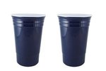 16 oz. Double Wall Insulated "Party" Cup - Two sided Imprint - Navy