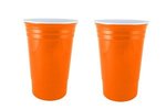16 oz. Double Wall Insulated "Party" Cup - Two sided Imprint - Neon Orange