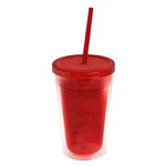 16 oz. Double-Wall Insulated Transparent Tumbler - Transparent Red