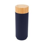 16 Oz. Full Color Stainless Steel Lexington Bottle w/ Bamboo - Navy Blue