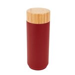 16 Oz. Full Color Stainless Steel Lexington Bottle w/ Bamboo - Red