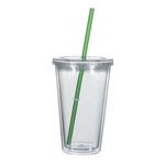 16 Oz. Newport Acrylic Tumbler With Straw - Translucent Green