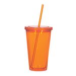 16 Oz. Newport Acrylic Tumbler With Straw - Translucent Orange