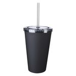 16 Oz. Newport Tumbler with Straw - Black/Charcoal